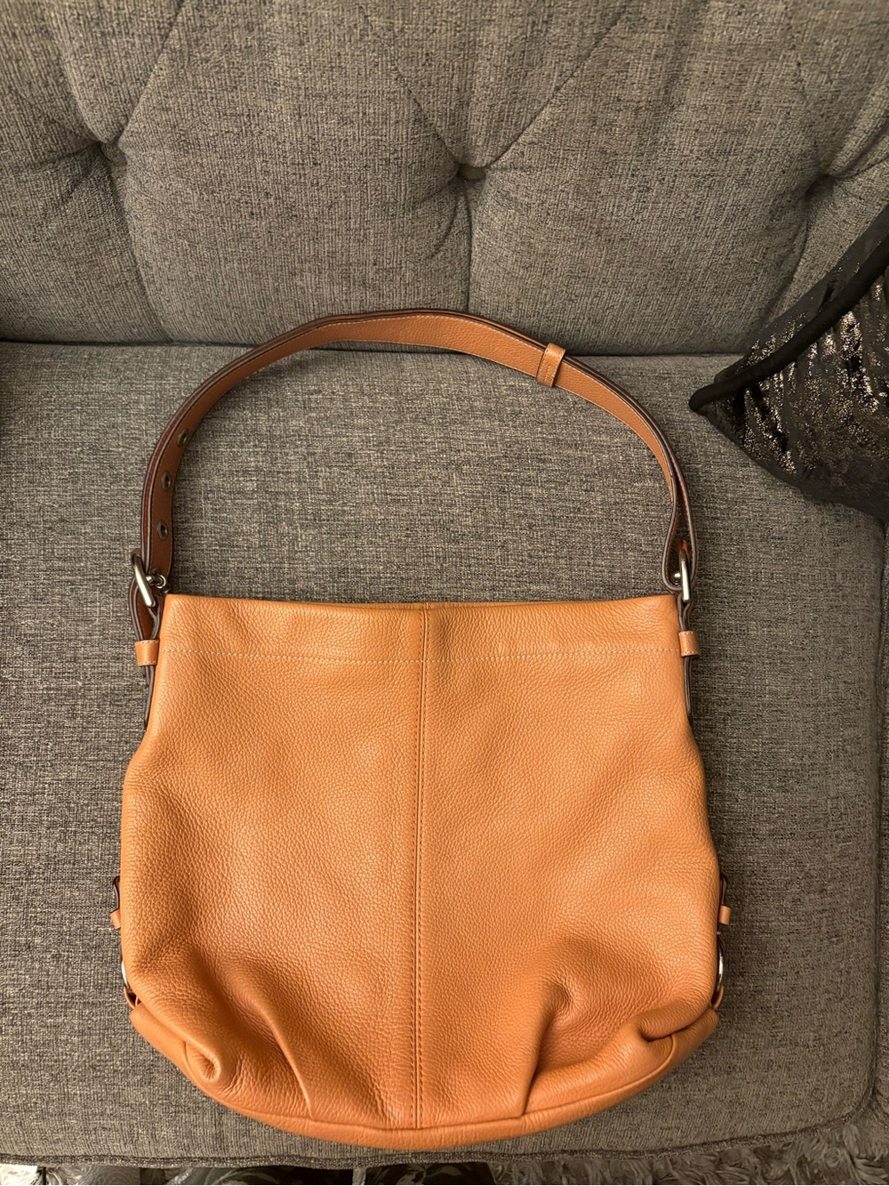 Coach Pebbled Leather Shoulder Bag in Cognac